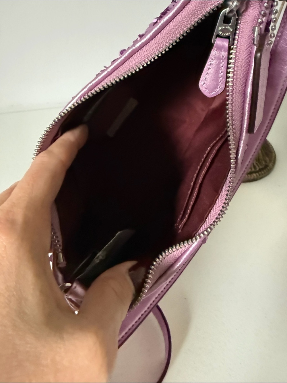 Coach Teri Mini Sequin Lilac Bag NWT - Picture 2 of 6